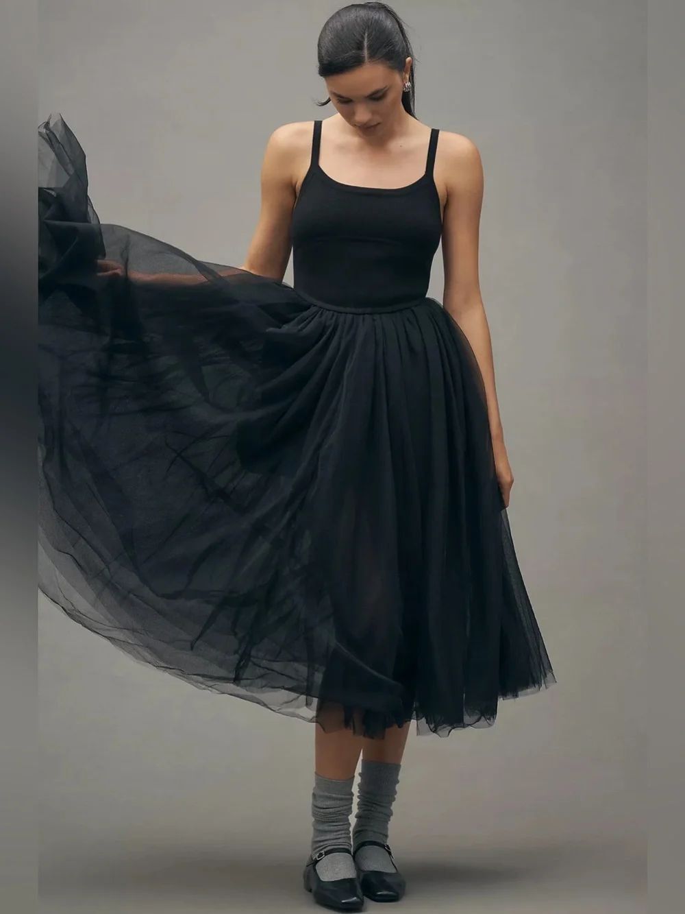 Moon River Sleeveless Tulle Twofer Midi Dress Size M